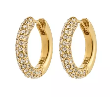 Øreringer "gull" Tatum 18ø m/blanke Preciosa krystaller foran