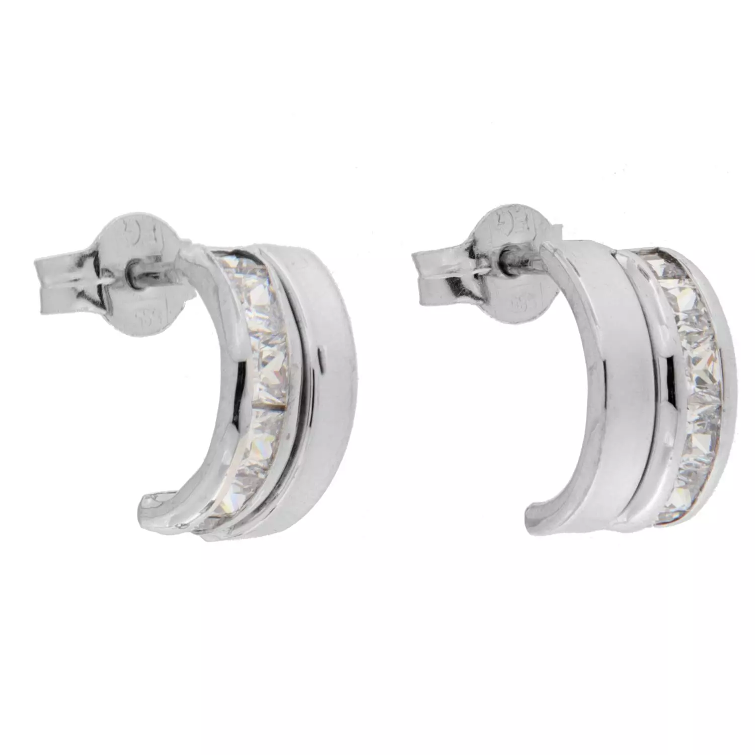 Øreringer hv.gull halvcreol 10mm 2r glatt / zirconer