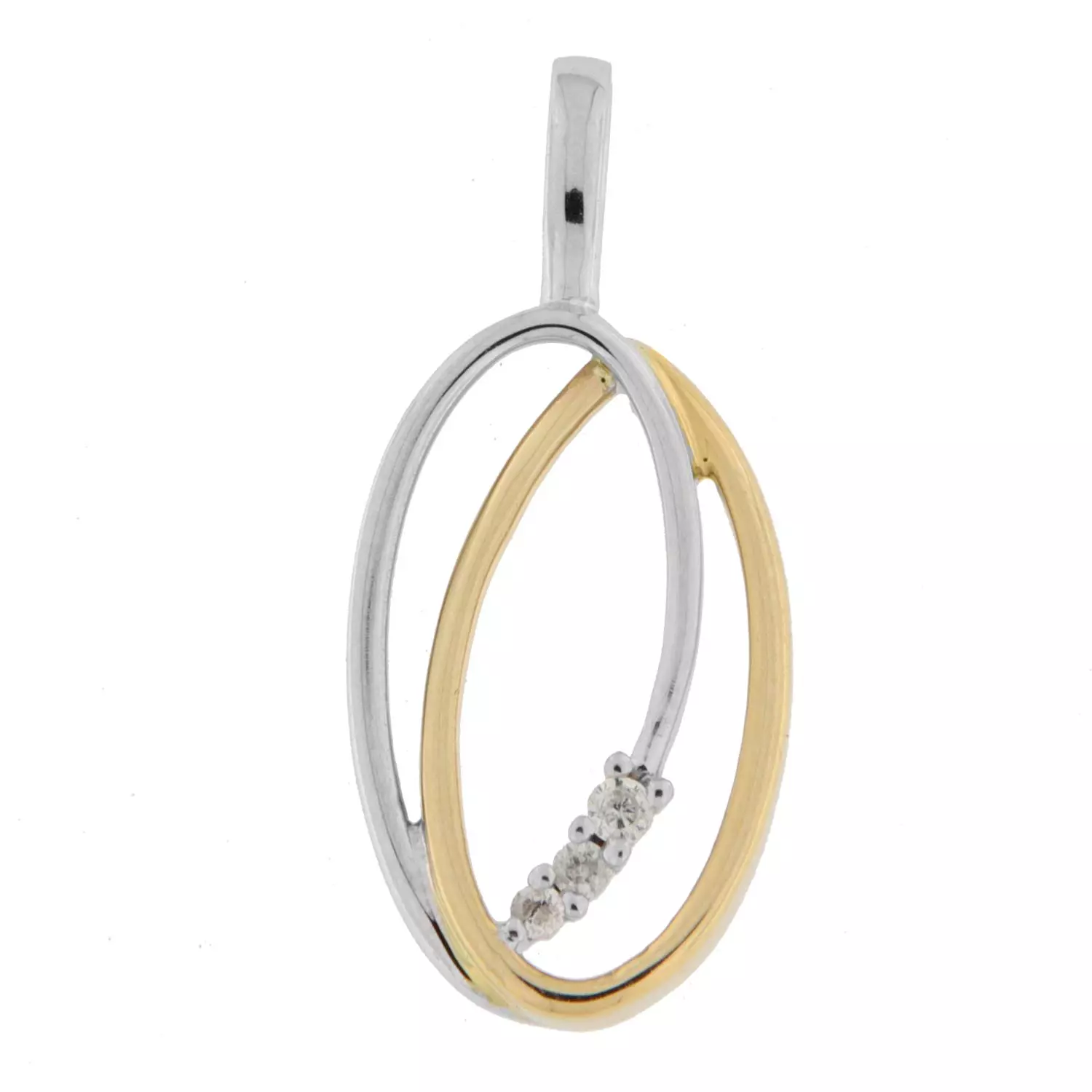 Anheng bic.gull 15mm åpen dobbel oval gg/hvg m/diamanter 0,25ct WPI