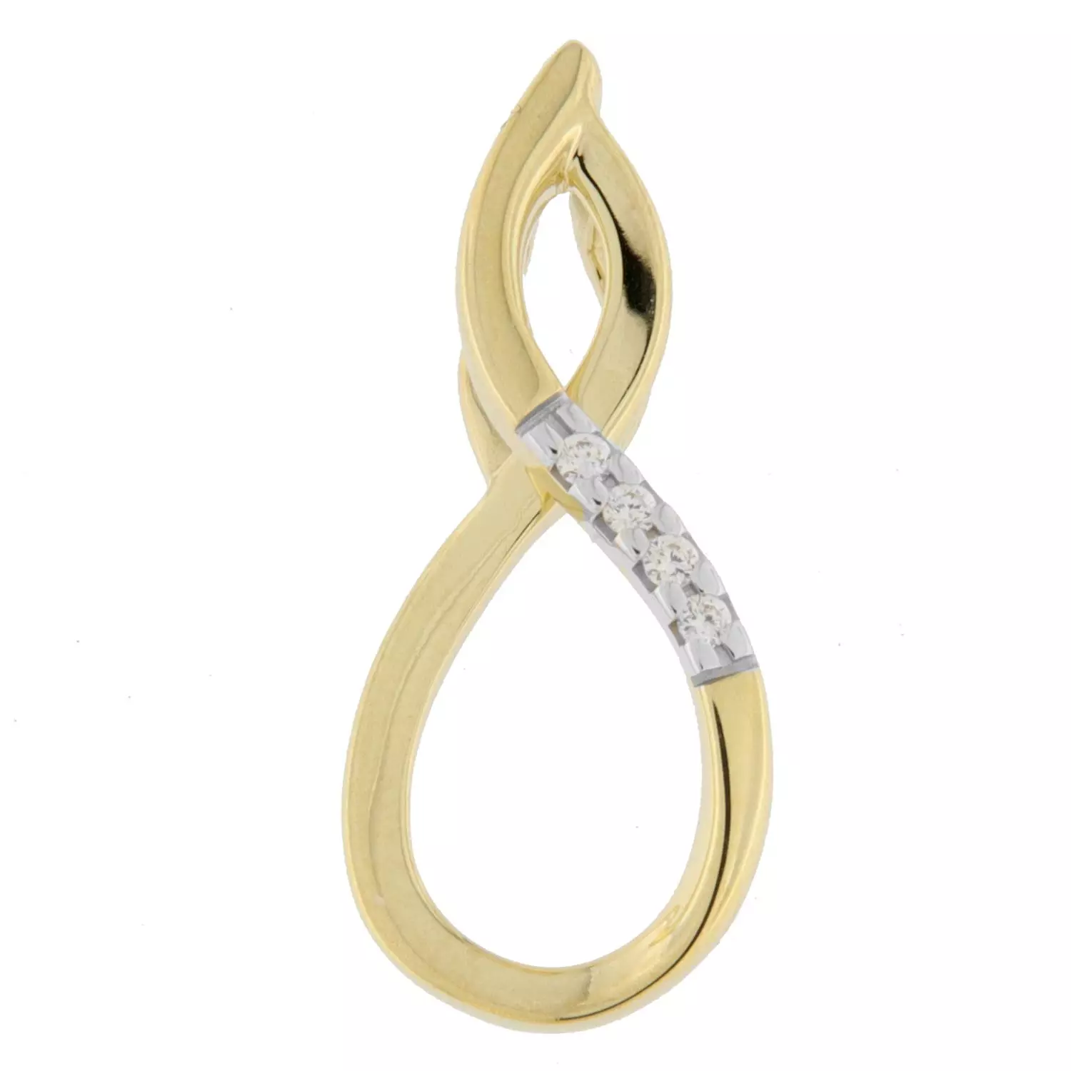 Anheng gull "evighetstegn" m/diamanter 0,02ct WPK