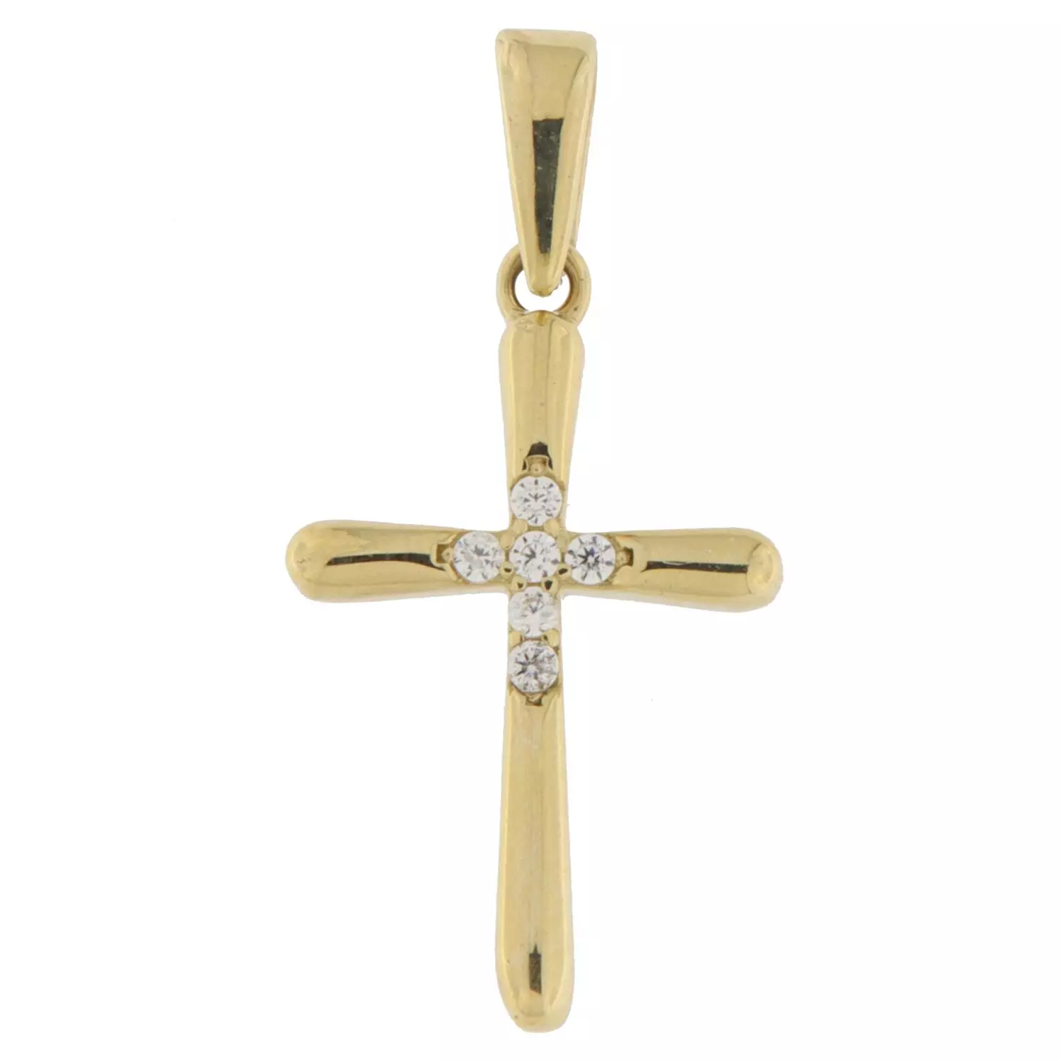 Kors gull glatt 16mm buet profil m/blanke zirconer