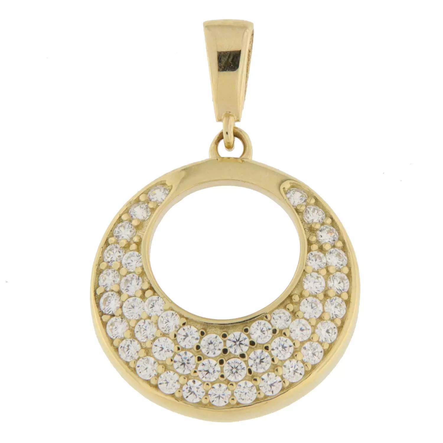 Anheng gull sirkel m/blanke zirconer, kraftig bunn 14ø