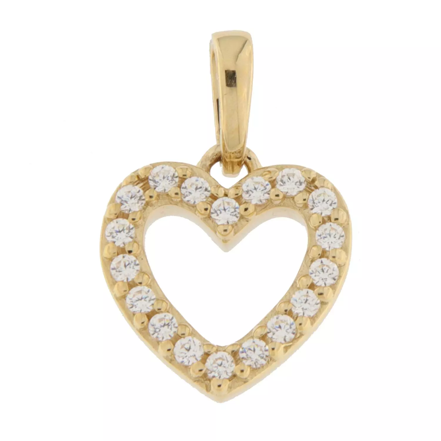 Hjerte gull 8mm åpent hjerte m/blanke cubic zirconer