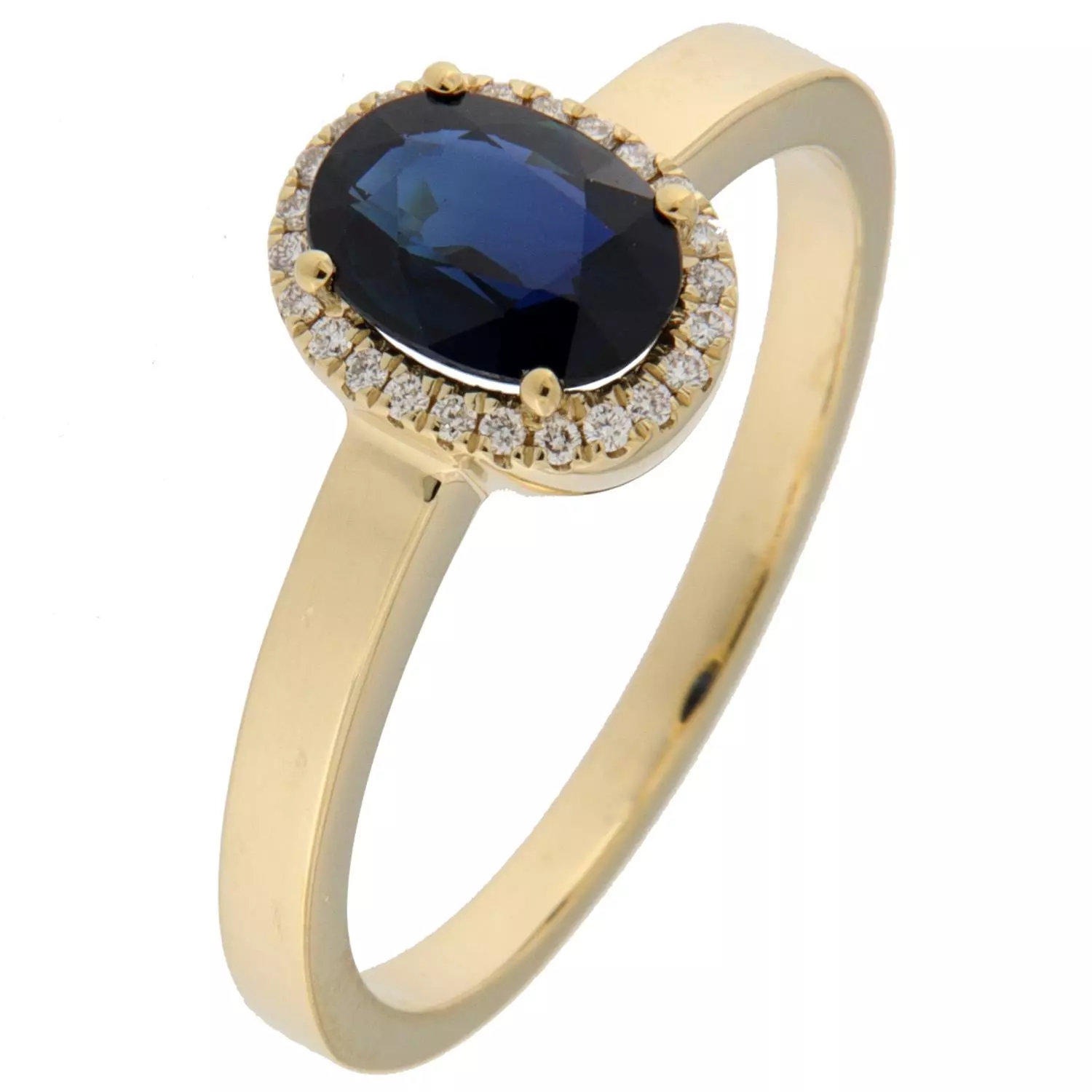 Ring gull rosett 0,06ct TWSI + safir (5x7mm) (Veil. 22.990,-)