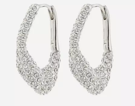 Øreringer "sølv" Fenix 24x16mm bølgede øreringer m/blanke stener