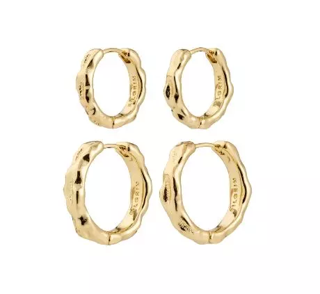 Øreringer "gull" Darby 2pk: 15ø + 20ø organisk mønstret