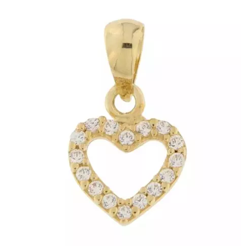 Hjerte gull 8mm åpent m/diamanter rundt hele 0,12ct TWSI