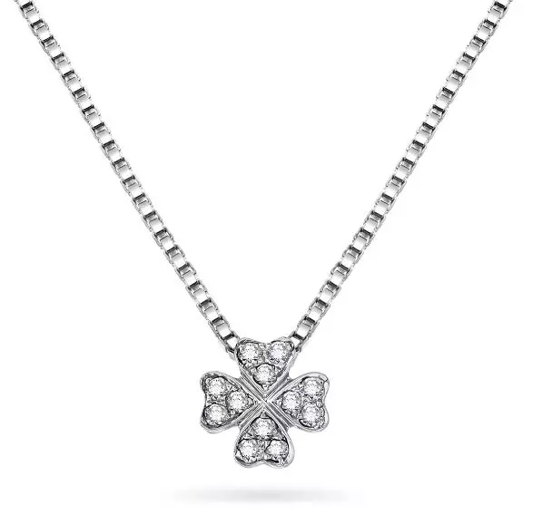 Anheng hv.gull 8mm firkløver med diamanter 0,12ct TWSI