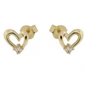 Ørepynt hjerte fg.sølv 8mm skrått m/c.zircon i bunnen