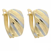 Ørering gull bicolor 12x13mm 7mm bred m/slipt mønster i gg + rh.