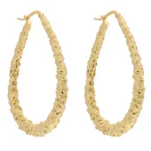 Ørering fg.sølv dråpeformet 35x50mm banket mønster m/hengslet vippelås