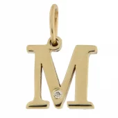 Anheng gull bokstav "M" m/ 0,0045ct WP-1 diamant