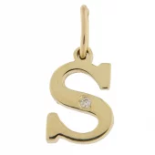 Anheng gull bokstav "S" m/ 0,0045ct WP-1 diamant