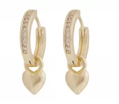 Ørering "gull" Cute 14ø m/cz. + glatt hjerte-charms