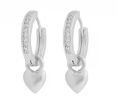 Ørering "sølv" Cute 14ø m/cz. + glatt hjerte-charms