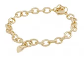 Armlenke "gull" Cute 5mm ankerlenke m/7mm glatt hjertecharm 16+2cm