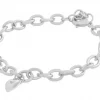 Armlenke "sølv Cute 5mm ankerlenke m/7mm glatt hjertecharm 16+2cm