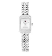 Tommy Hilfiger klokke stål smal rektangulær m/2r panzerlenke lys skive 20x16mm dame 3 BAR