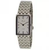 Klokke Bonett titan rektangulær m/ hvit skive (stripet skive)