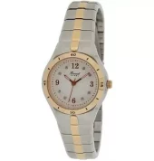 Klokke Bonett stål/ rosè m/ hvit skive og stener som tall