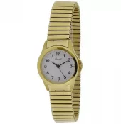 Klokke Bonett fg.stål hvit skive og tydelige tall, med strikklenke