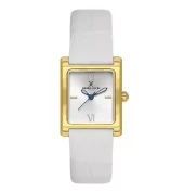 Daniel Klein Premium fg.stål rektangulær m/hvit "kroko" skinnreim, romertall på 6/12