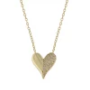 Collier fg.sølv 12mm hjerte m/c.zirconer på halve 42+5cm