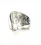 Sjalfeste ox.sølv  til silkeskjerf - håndlaget av sølvbestikk (Flat rose)