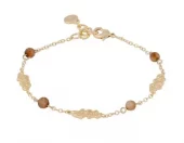 Armlenke "gull" Cat brune glassperler og "nuggets" 17+2cm