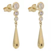 Øreheng gull dråpe + 3 blanke c.zirconer