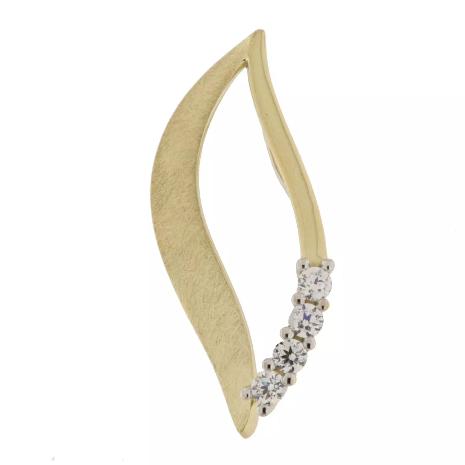 Anheng gull bølget navette, matt/ glatt m/c.zirconer