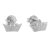 Ørepynt rh.sølv krone m/zirconer