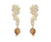 Øreheng "gull" Cat "nugget" m/lys brun glassperle i heng