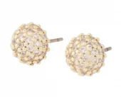 Ørepynt "gull" Bennet 8mm kule m/blanke stener