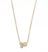 Collier "gull" Bennet 3 kuler; 2 glatte / 1 m/stener 44cm