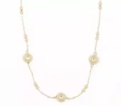 Collier "gull" Bennet 2mm doble kuler og 7mm glatte kuler 47cm