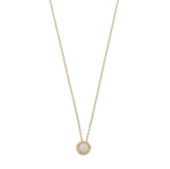 Collier "gull" Kitty 5mm hvit perle i organisk fattekant 44cm