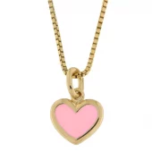 Anheng fg.sølv 8x10mm hjerte m/rosa emalje