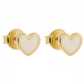 Ørepynt fg.sølv 7mm hjerte m/hvit emalje - Lille venn