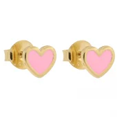 Ørepynt fg.sølv 7mm hjerte m/rosa emalje - Lille venn
