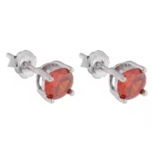 Ørepynt rh.sølv 5mm rød zircon i 4 klør