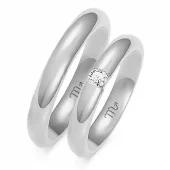 Forl.-/giftering hv.gull / palladium 3mm buet profil, buet innside - kraftig modell