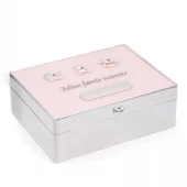 Minneskrin forsølvet/rosa "Mine første minner" m/graveringsplate