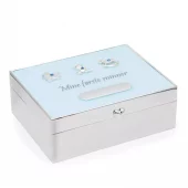 Minneskrin forsølvet/blått "Mine første minner" m/graveringsplate