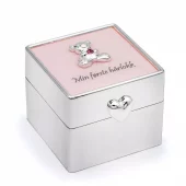Skrin forsølvet/rosa "Min første hårlokk" m/graveringsplate
