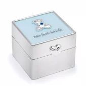 Skrin forsølvet/blå "Min første hårlokk" m/graveringsplate