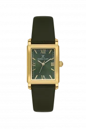 Daniel Klein Premium fg.stål rektangulær m/army green skinnreim, romertall /army green skive