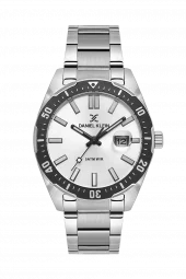 Daniel Klein Premium stål lenke / lys skive med sort bezel / datofunksjon