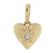 Anheng 9K gull 9mm helt hjerte m/diamant - Caia
