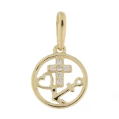 Anheng 9K gull 9mm tro, håp og kjærlighet i sirkel - Lille venn